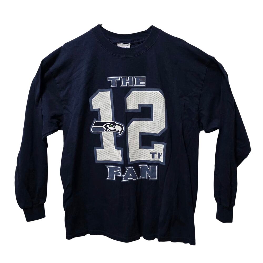 Vintage Reebok Men's Seattle Seahawks "THE 12TH FAN" Long Sleeve T-Shirt X-Large